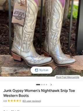 Junk Gypsy Metallic Gold Snip Toe Western Boots Women’s cowgirl boots